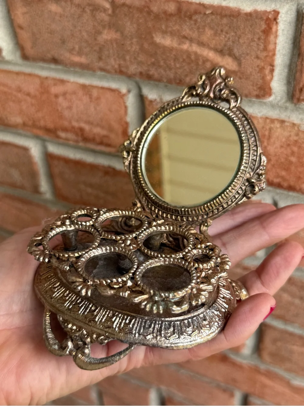 Vintage Celeste Hollywood Regency lipstick holder with mirror.